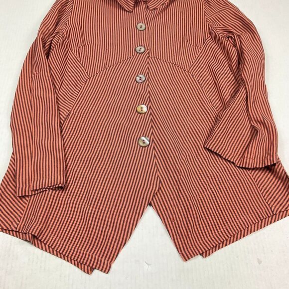 Soft Surroundings Lagenlook Tunic Shirt Striped Long Sleeve Loose Fit Top PS - Picture 2 of 12